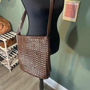 Sharif Vintage Genuine Leather Brown Woven Shoulder Bag 👑